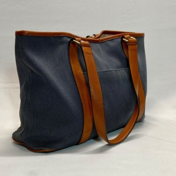 Michael Kors Canvas with Leather Trim Oversized Tote Denim & Brown Rare GUC - Picture 4 of 15